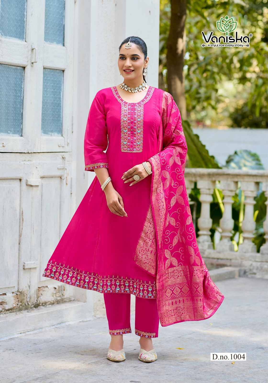 ANARKALI VOL.1 By VANISKA 1001 To 1006 Series Beautiful Festive Suits Colorful Stylish Fancy Ethnic Wear CHANDERI Embroidery Dresses At Wholesale Price
